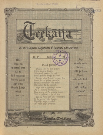 Teekäija : Eesti Baptisti Koguduse Ühenduse häälekandja ; 13 1924-07-01
