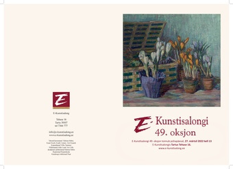 E-Kunstisalongi 49. oksjon : E-Kunstisalongi 49. oksjon toimub pühapäeval, 27. märtsil 2022 kell 13 E-Kunstisalongis Tartus, Tehase 16 
