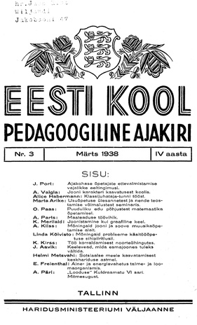 Eesti Kool ; 3 1938-03