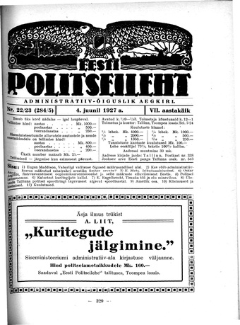 Eesti Politseileht ; 22-23 1927