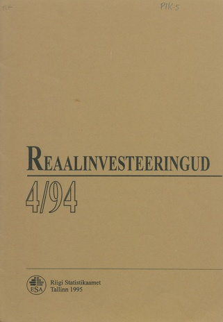 Reaalinvesteeringud ; 4 1995-01