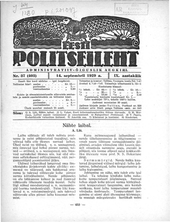 Eesti Politseileht ; 37 1929