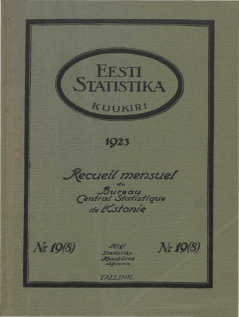 Eesti Statistika : kuukiri ; 19 (8) 1923