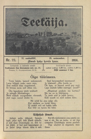 Teekäija : Eesti Baptisti Koguduse Ühenduse häälekandja ; 22 1914-11-25