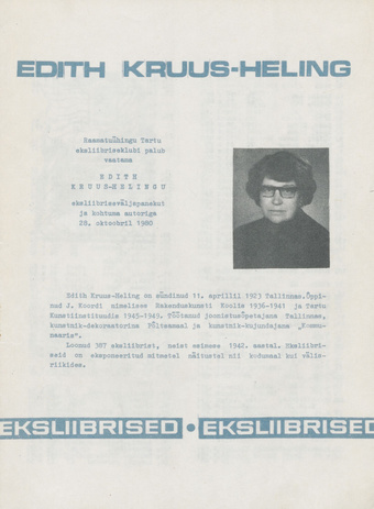Edith Kruus-Heling : eksliibrised : näitusekataloog 