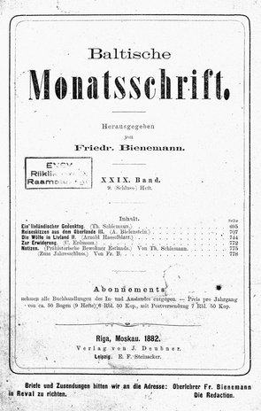 Baltische Monatsschrift ; 9 1882