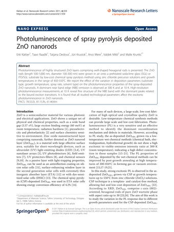 Photoluminescence of spray pyrolysis deposited ZnO nanorods 