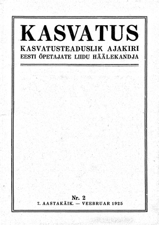 Kasvatus ; 2 1925-02