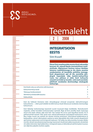 Teemaleht : Integratsioon Eestis ; 2 2008