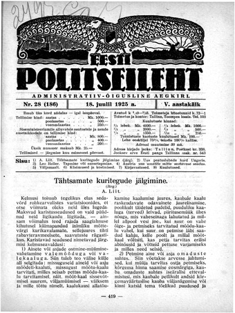 Eesti Politseileht ; 28 1925