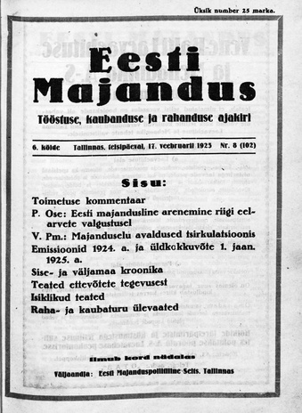Eesti Majandus ; 8 (102) 1925-02-17