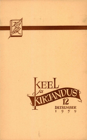 Keel ja Kirjandus ; 12 1959-12