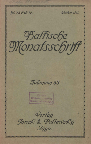 Baltische Monatsschrift ; 10 1911-10