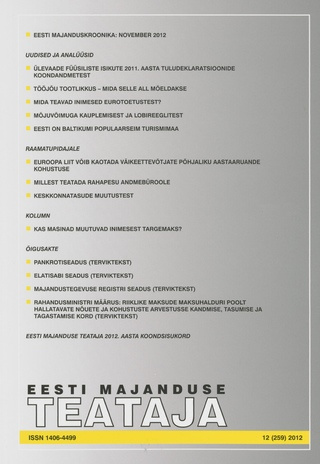 Eesti Majanduse Teataja : majandusajakiri aastast 1991 ; 12 (259) 2012