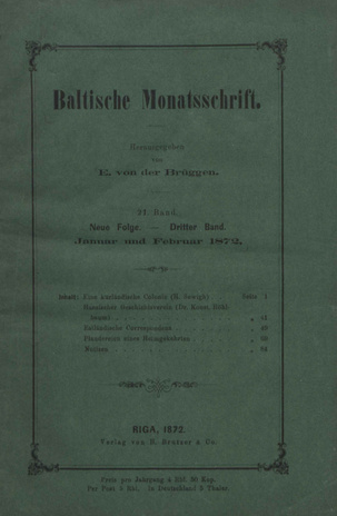 Baltische Monatsschrift ; 1872-01/02