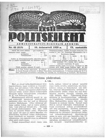 Eesti Politseileht ; 49 1929
