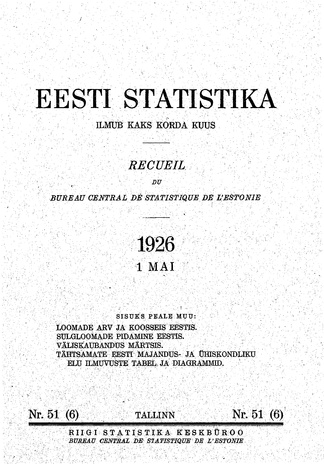 Eesti Statistika : kuukiri ; 51 (6) 1926-05