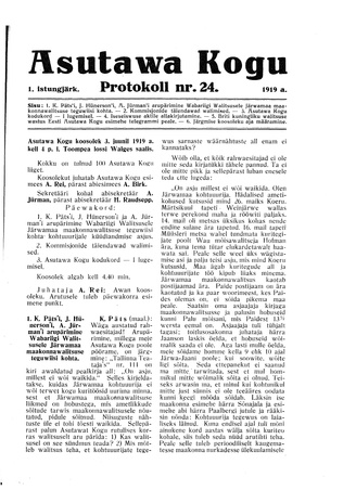 Asutawa Kogu protokoll nr.24 (3. juuni 1919)