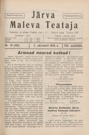 Järva Maleva Teataja ; 19 (183) 1936-10-05