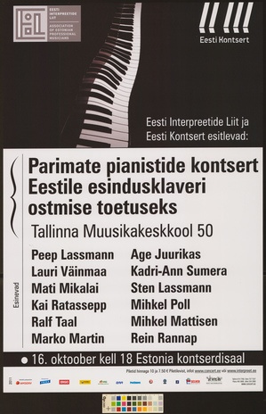 Parimate pianistide kontsert Eestile esindusklaveri ostmise toetuseks
