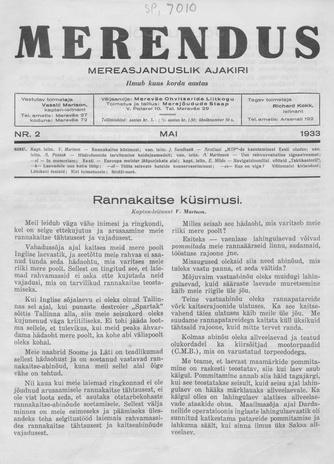 Merendus : mereasjanduslik ajakiri ; 2 1933