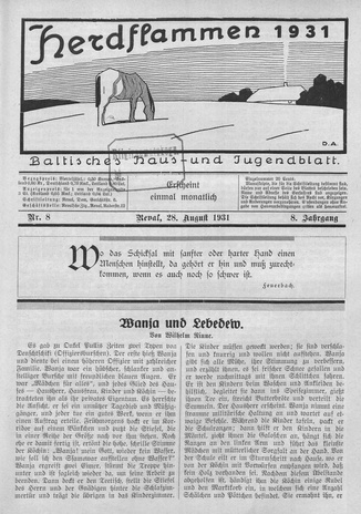 Herdflammen : Baltisches Haus- und Jugendblatt ; 8 1931-08-28
