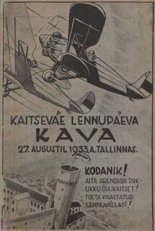 Kaitseväe lennupäeva kava : 1933, 27. augustil Tallinnas : [IV lennupäev]