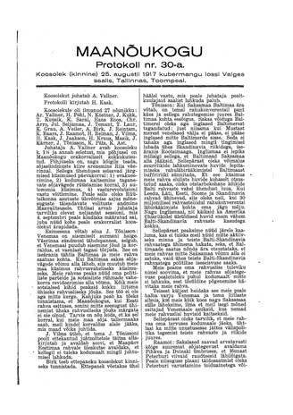 Maanõukogu protokoll nr.30-a (25. august 1917)