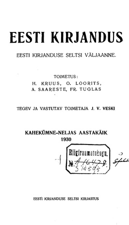 Eesti Kirjandus ; 11 1930