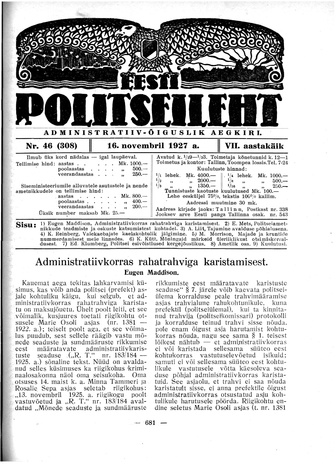 Eesti Politseileht ; 46 1927