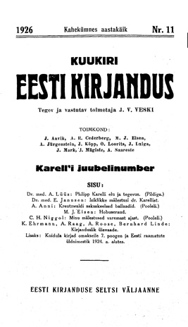 Eesti Kirjandus ; 11 1926