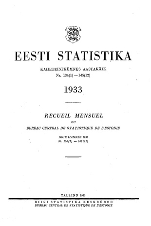 Eesti Statistika : kuukiri ; sisukord 1933