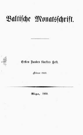 Baltische Monatsschrift ; 5 1860-02