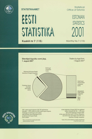 Eesti Statistika Kuukiri = Monthly Bulletin of Estonian Statistics ; 7(115) 2001-08