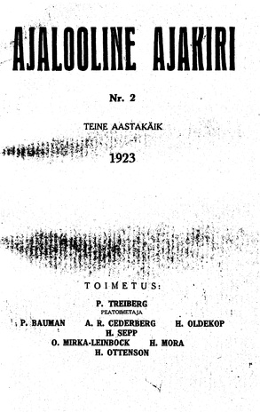 Ajalooline Ajakiri ; 2 1923