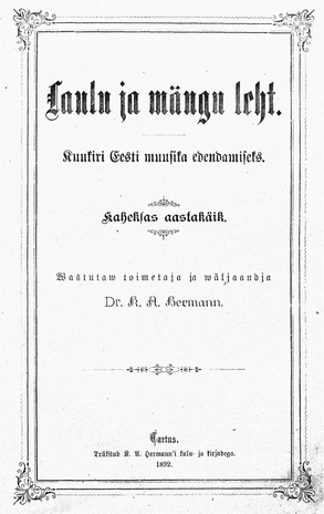 Laulu ja mängu leht ; 1 1892-01