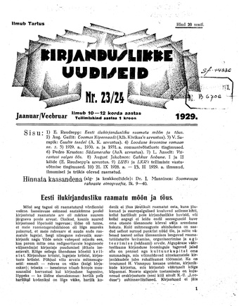 Kirjanduslikke uudiseid ; 23/24 1929