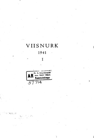 Viisnurk ; sisukord 1941