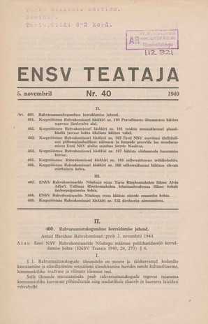 Eesti NSV Teataja ; 40 1940-11-05