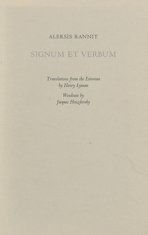 Signum et verbum : [poems] 