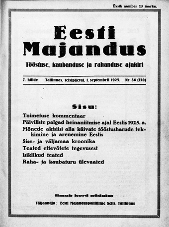 Eesti Majandus ; 36 (130) 1925-09-01