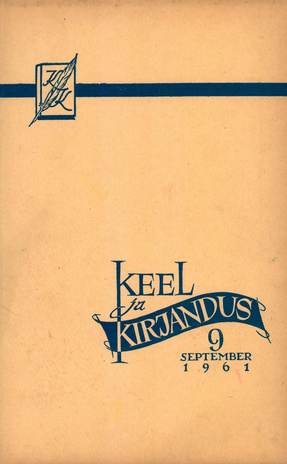 Keel ja Kirjandus ; 9 1961-09