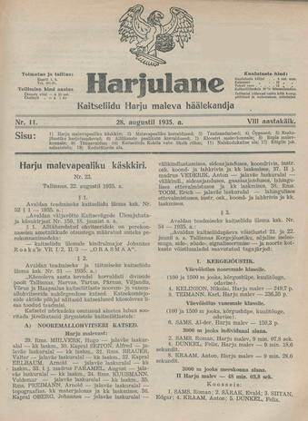 Harjulane : Kaitseliidu Harju Maleva häälekandja ; 11 1935-08-28