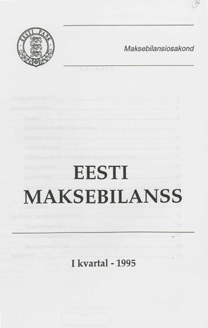 Eesti maksebilanss ; I kvartal 1995