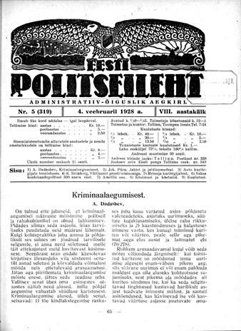 Eesti Politseileht ; 5 1928