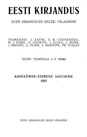 Eesti Kirjandus ; 9 1927