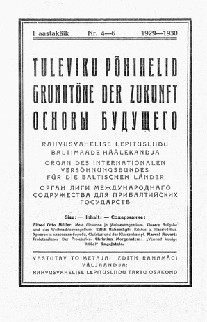 Tuleviku põhihelid = Grundtöne der Zukunft = Основы будущего ; 4-6 1929/1930