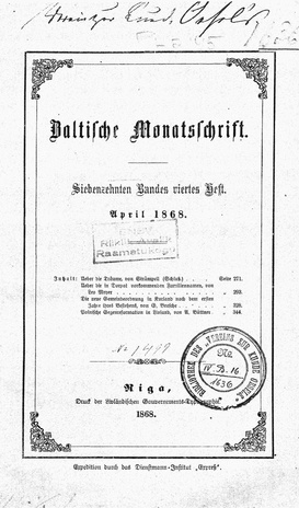 Baltische Monatsschrift ; 4 1868-04