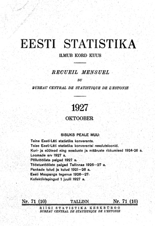 Eesti Statistika : kuukiri ; 71 (10) 1927-10