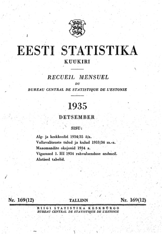 Eesti Statistika : kuukiri ; 169 (12) 1935-12
